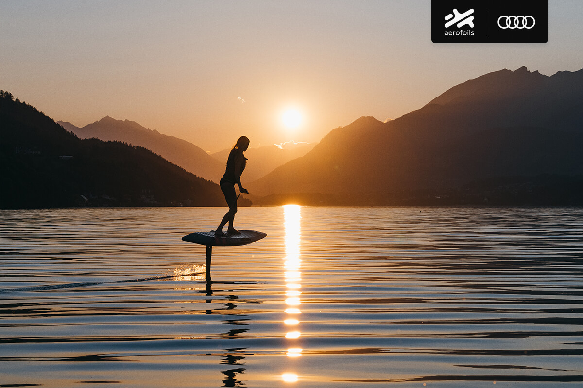 Anna Gasser Sundowner Surfing with Audi e-tron electric Hydrofoil