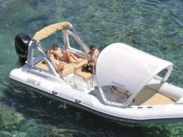 decktent inflatable bimini in a yacht
