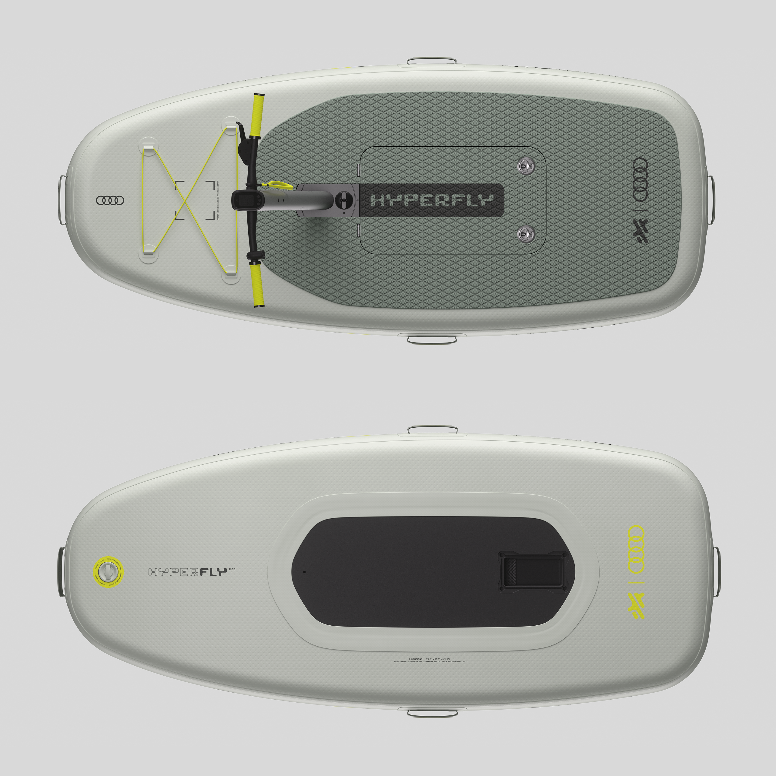 Aerofoils Hyperfly inflatable eFoil side view