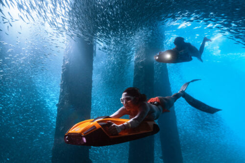AquaPlane Mantis electric sea scooter in orange
