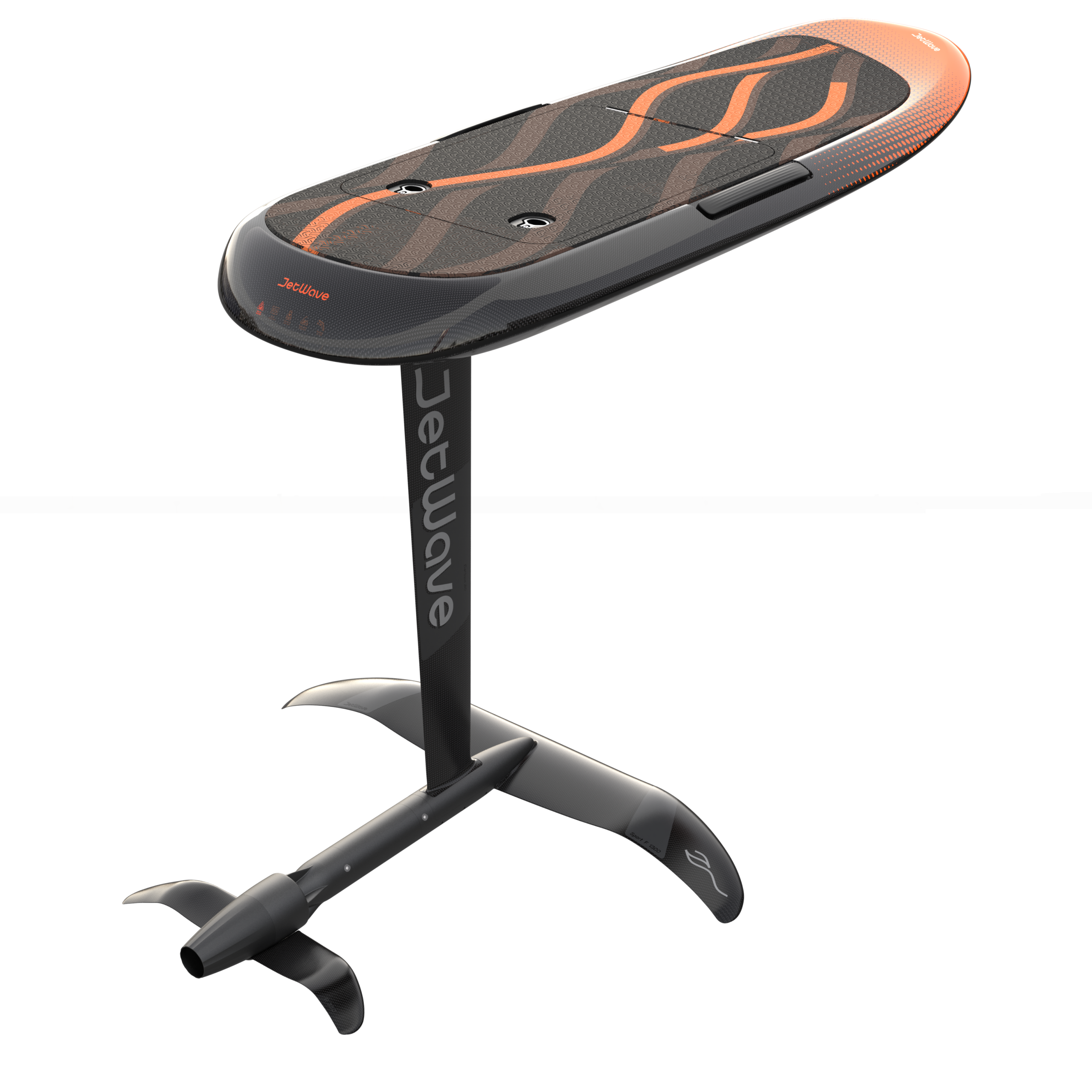 JetWave Carbon 75 eFoil fully assembled top view with mast and wing