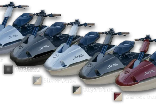 Jetscooter Tourer 2000 — five finishes: Garnet Dune, Onyx Dune, Silver Dune, Obsidian, Titanium