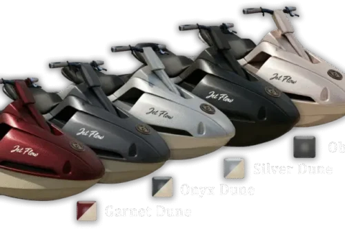 Jetscooter Tourer 3000 &mdash; five finishes: Garnet Dune, Onyx Dune, Silver Dune, Obsidian, Platinum