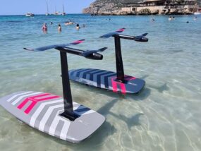 2 Audi e-Foil surf boards at sea in Camp de Mar