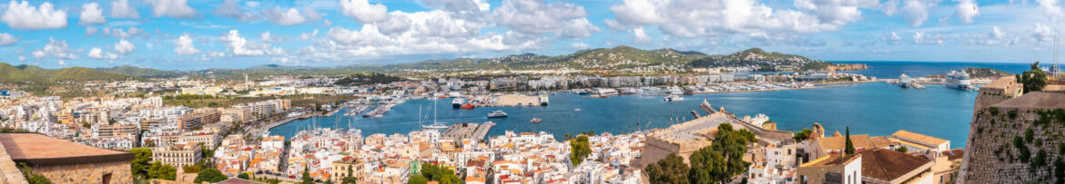 Panoramic view of Ibiza city from the Cathedral Santa Maria de la Nieves