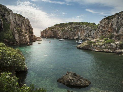 Stunning bay in Menorca with yachts